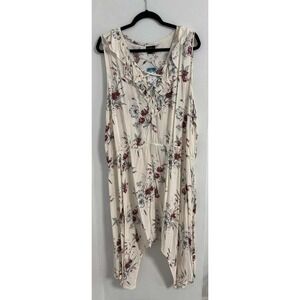 Rue 21 Plus Boho Floral Ruffle trim, lace-up detail Cream Dress  Womens 3X